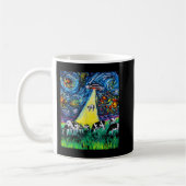 Alien Abduction Cows UFO Starry Night Funny Art vo Kaffeetasse (Links)