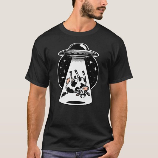 Alien Abduction Flying Saucer Abducted Cow Space H T-Shirt (Vorderseite)