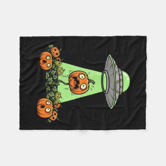 Alien Abduction Funny Pumpkin Halloween Light Ufo Fleecedecke (Vorderseite (Horizontal))