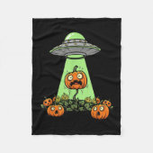 Alien Abduction Funny Pumpkin Halloween Light Ufo Fleecedecke (Vorderseite)
