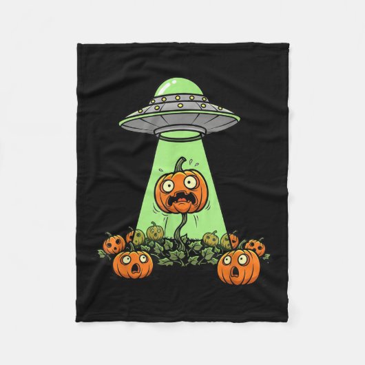 Alien Abduction Funny Pumpkin Halloween Light Ufo Fleecedecke (Vorderseite)