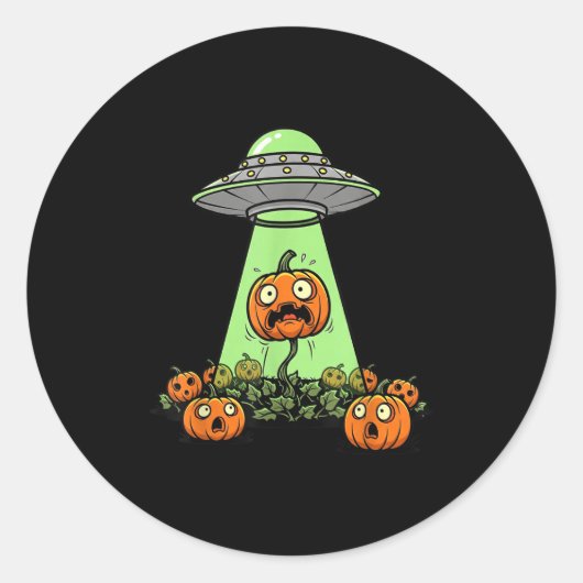Alien Abduction Funny Pumpkin Halloween Light Ufo Runder Aufkleber (Vorderseite)