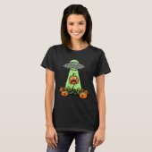 Alien Abduction Funny Pumpkin Halloween Light Ufo T-Shirt (Vorne ganz)