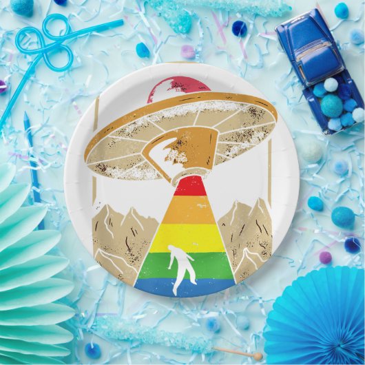 Alien Abduction Gay Pride Gaylien Lgbt Pappteller (Party)