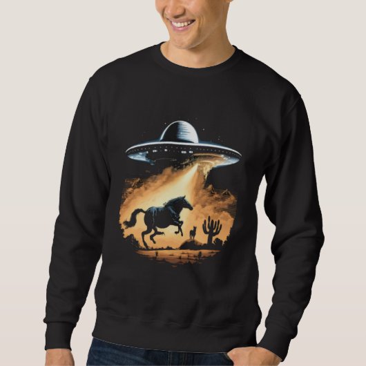 Alien Abduction Horse UFO Spaceship Extraterrestri Sweatshirt (Vorderseite)