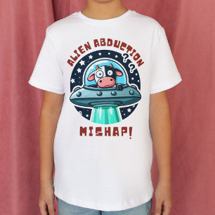 Alien Abduction Mishap Cartoon Funny Cow T-Shirt