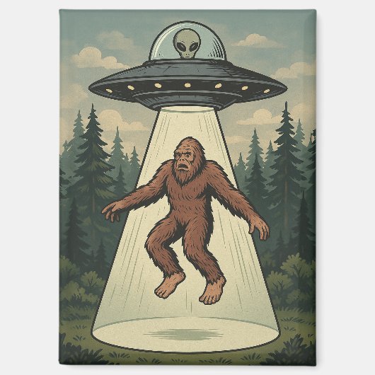 Alien Abduktion von Bigfoot Magnet (Vorderseite)