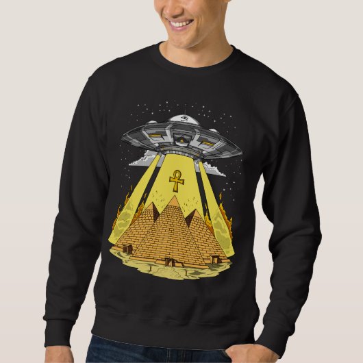 Alien-Abduktions-ägyptische Pyramiden altes UFO Sweatshirt (Vorderseite)