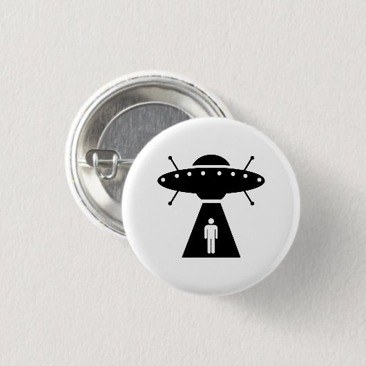 Alien-Abduktions-Piktogramm-Knopf Button (Vorne & Hinten)