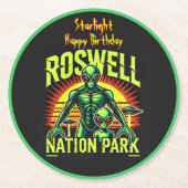 Alien Adventures starten hier in Roswell! Runder Pappuntersetzer (Vorderseite)