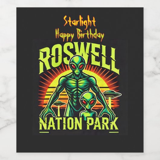 Alien Adventures starten hier in Roswell! Weinetikett (Einzelnes Label)