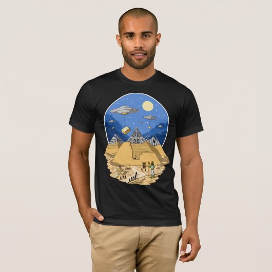Alien Ägyptische Pyramiden T-Shirt (Vorne ganz)