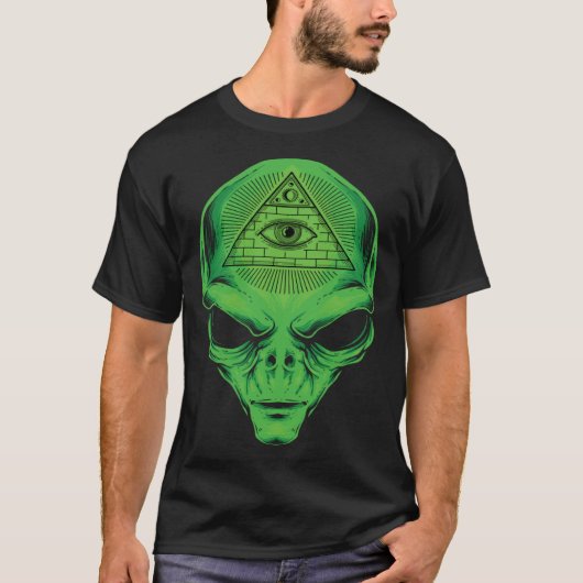 Alien All Seeing Eye Illuminati  Graphic Style T-Shirt (Vorderseite)