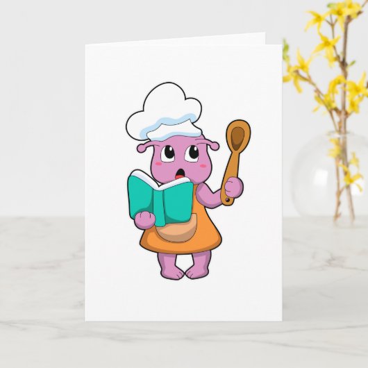 Alien als Koch mit Kochbuch Karte (Gelbe Blume)
