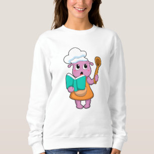 Alien als Koch mit Kochbuch Sweatshirt