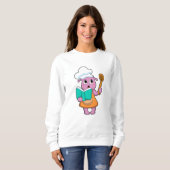 Alien als Koch mit Kochbuch Sweatshirt (Vorne ganz)