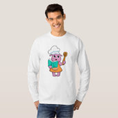 Alien als Koch mit Kochbuch T-Shirt (Vorne ganz)