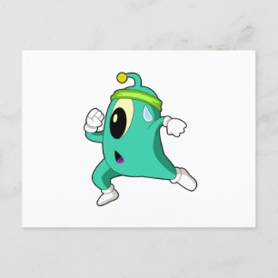Alien als Läufer Postkarte