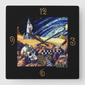 Alien Archäologie Quadratische Wanduhr (Vorderseite)