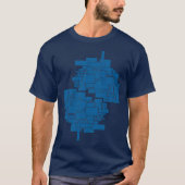 Alien Art Architecture Quadrate abstraktes blaues T-Shirt (Vorderseite)