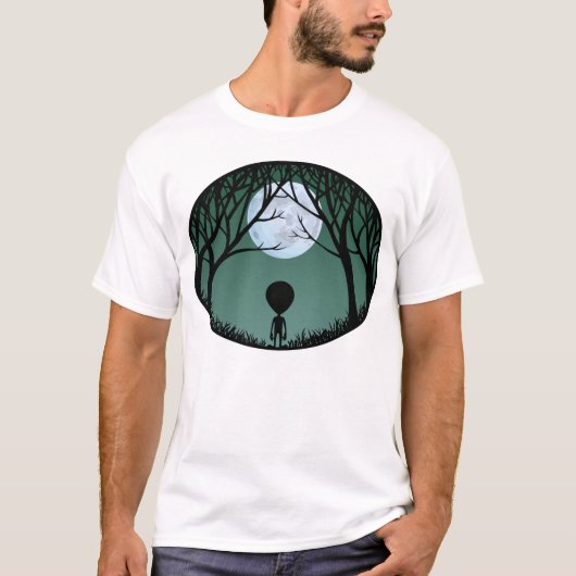Alien Art T - Shirt Männer Alien w. Moon Shirts (Vorderseite)