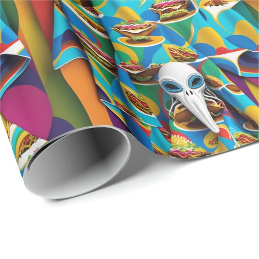 Alien aß Tacos Wrapping Paper Geschenkpapier (Rolleneckpunkt)