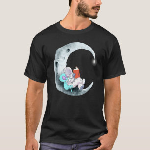 Alien-Astronaut liest Bücher im Weltraum T-Shirt