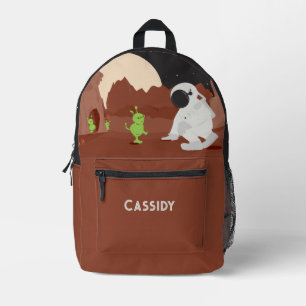 Alien Astronaut Planet Stars Kinder Name Bedruckter Rucksack