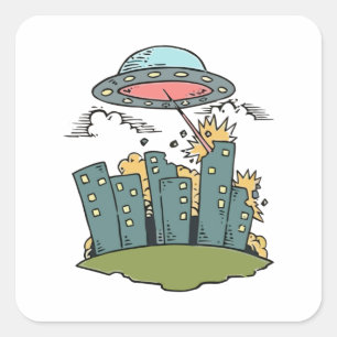 Alien Attack Quadratischer Aufkleber