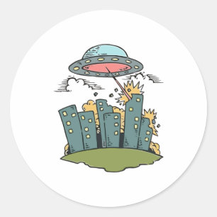 Alien Attack Runder Aufkleber