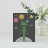 Alien auf dem Mond Postkarte (Stehend Vorderseite)