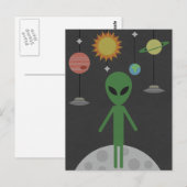 Alien auf dem Mond Postkarte (Vorne/Hinten)