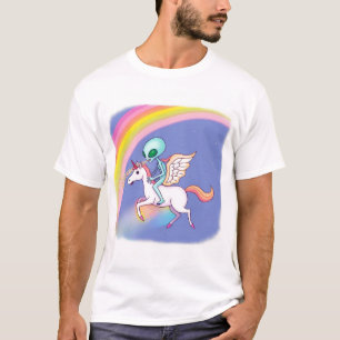 Alien auf einem Pegasus reitend T-Shirt