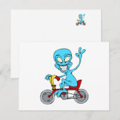 Alien auf winzigen Fahrrädern Postkarte (Vorne/Hinten)