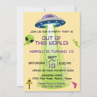 Alien aus der Welt, Geburtstag jedes Alters Einladung
