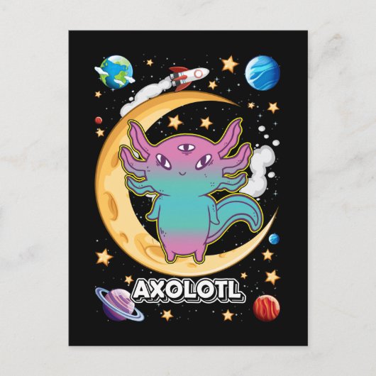 Alien Axolotl Pastel Goth Space Crescent Postkarte (Vorderseite)