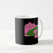 Alien Babe Retro Sci-Fi Rosa Grünes UFO-Ästhetik Kaffeetasse (VorderseiteRechts)