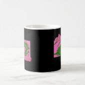 Alien Babe Retro Sci-Fi Rosa Grünes UFO-Ästhetik Kaffeetasse (Mittel)