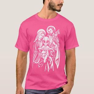 Alien Baby Jesus Mary und Joseph nehmen an Heiden T-Shirt