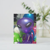 Alien Balloon Postkarte (Stehend Vorderseite)