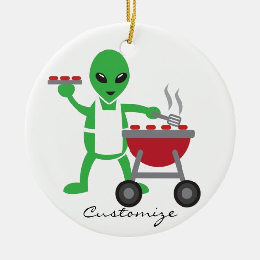 Alien Barbecue Cookout Thunder_Cove Keramik Ornament (Vorne)