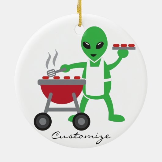 Alien Barbecue Cookout Thunder_Cove Keramik Ornament (Hinten)