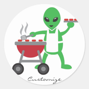 Alien Barbecue Cookout Thunder_Cove Runder Aufkleber