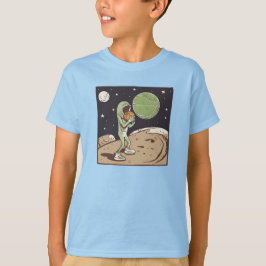 Alien Basketball auf dem Mond spielen T-Shirt