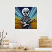 Alien Bass Gitarre spielt das Herz Poster (Küche)