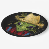 Alien Bauer UFO Alien Weltraumüberblick Pappteller (Schrägansicht)