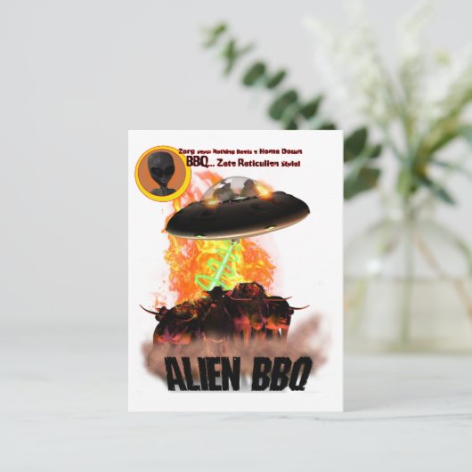 Alien BB-Q Postkarte (Stehend Vorderseite)