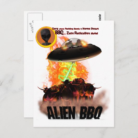 Alien BB-Q Postkarte (Vorne/Hinten)