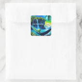 Alien Beach Vacation - wünscht, Sie wären hier Quadratischer Aufkleber (Tasche)