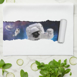 Alien Begegnung mit Astronauten - UFO-Science Fict Geschirrtuch